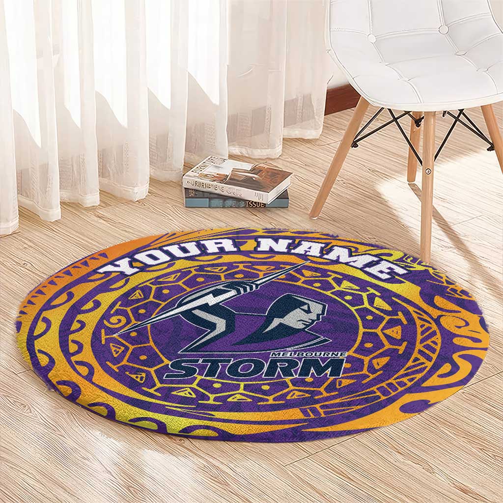 Personalized Melbourne Storm Round Carpet Polynesian Tribal Chest and Sleeve Tattoo