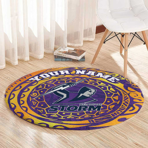 Personalized Melbourne Storm Round Carpet Polynesian Tribal Chest and Sleeve Tattoo