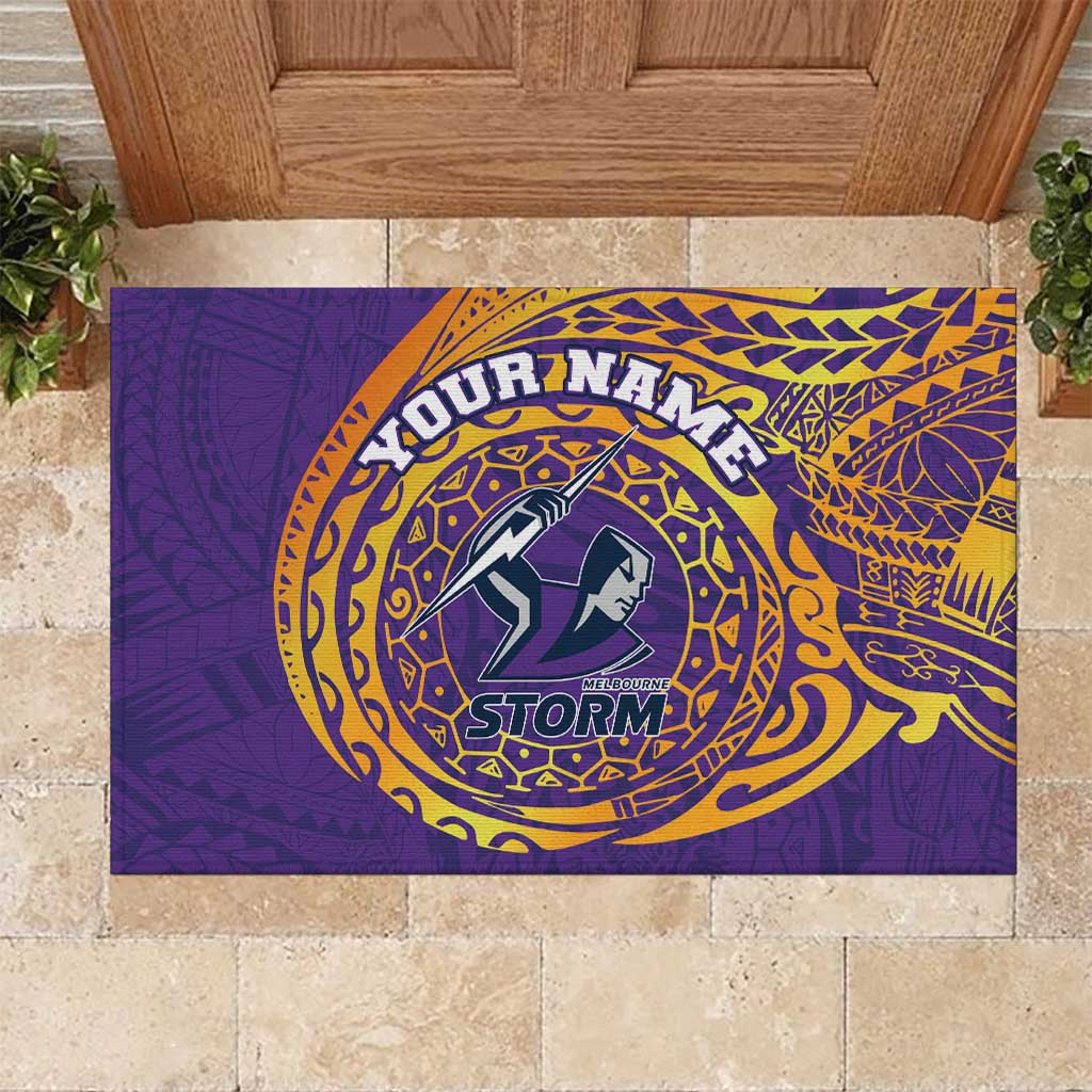 Personalized Melbourne Storm Rubber Doormat Polynesian Tribal Chest and Sleeve Tattoo