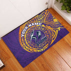 Personalized Melbourne Storm Rubber Doormat Polynesian Tribal Chest and Sleeve Tattoo
