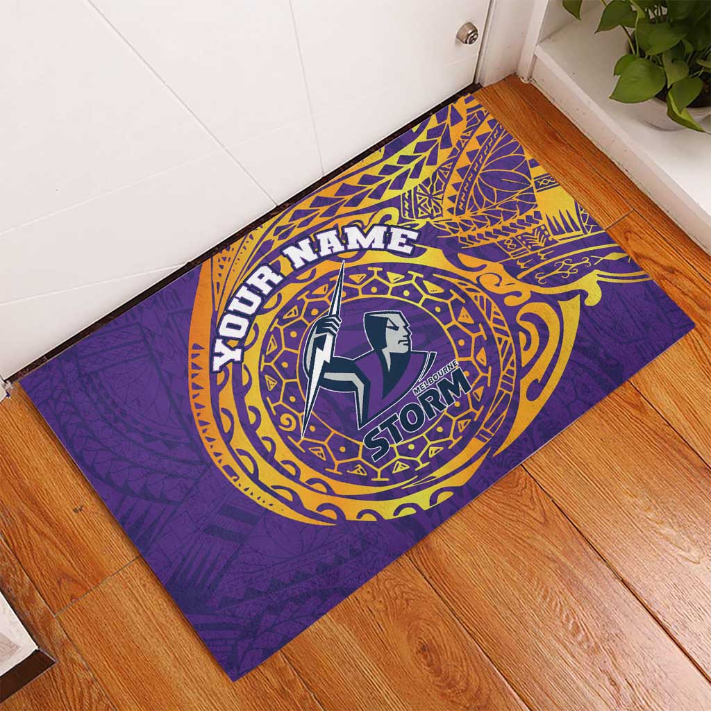 Personalized Melbourne Storm Rubber Doormat Polynesian Tribal Chest and Sleeve Tattoo