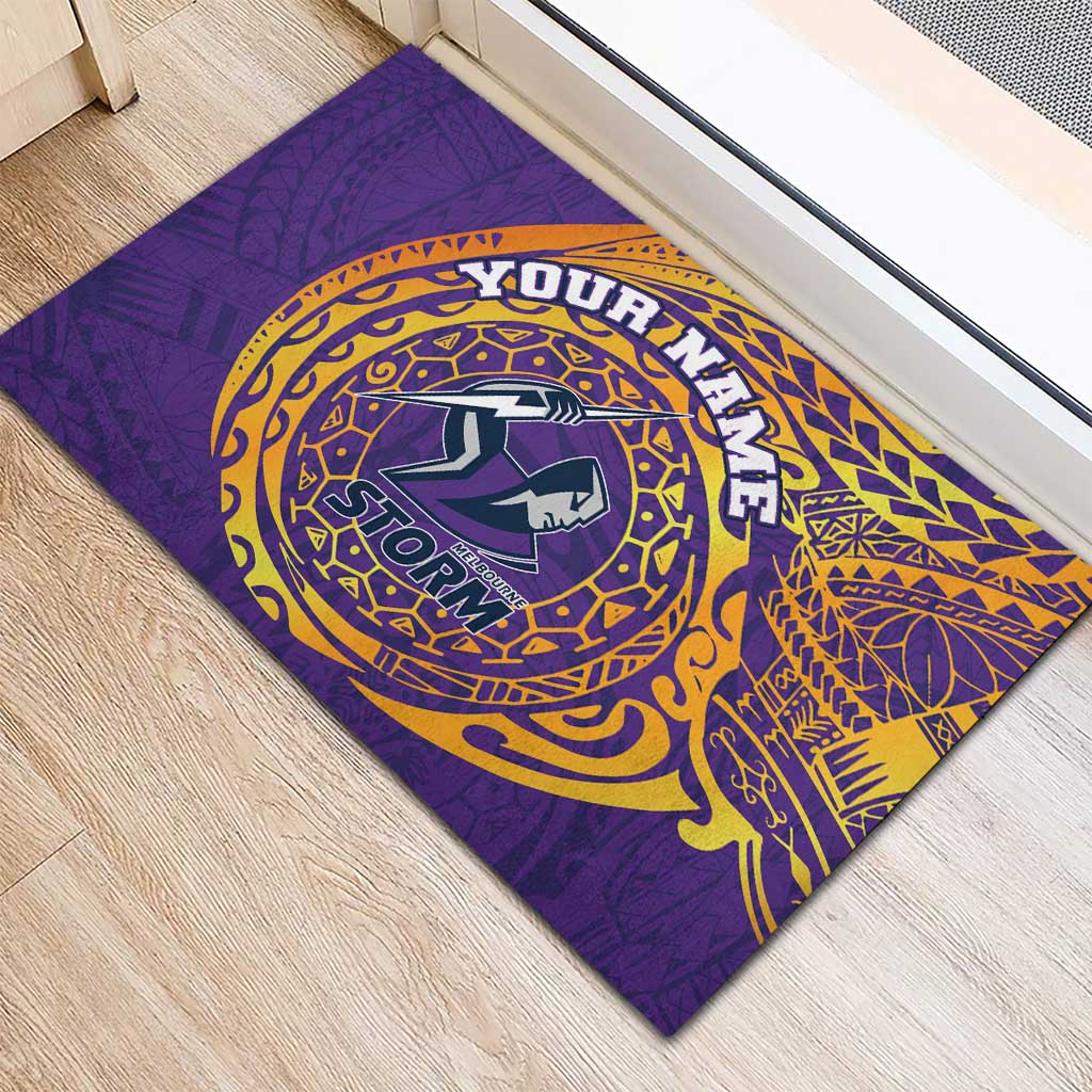 Personalized Melbourne Storm Rubber Doormat Polynesian Tribal Chest and Sleeve Tattoo