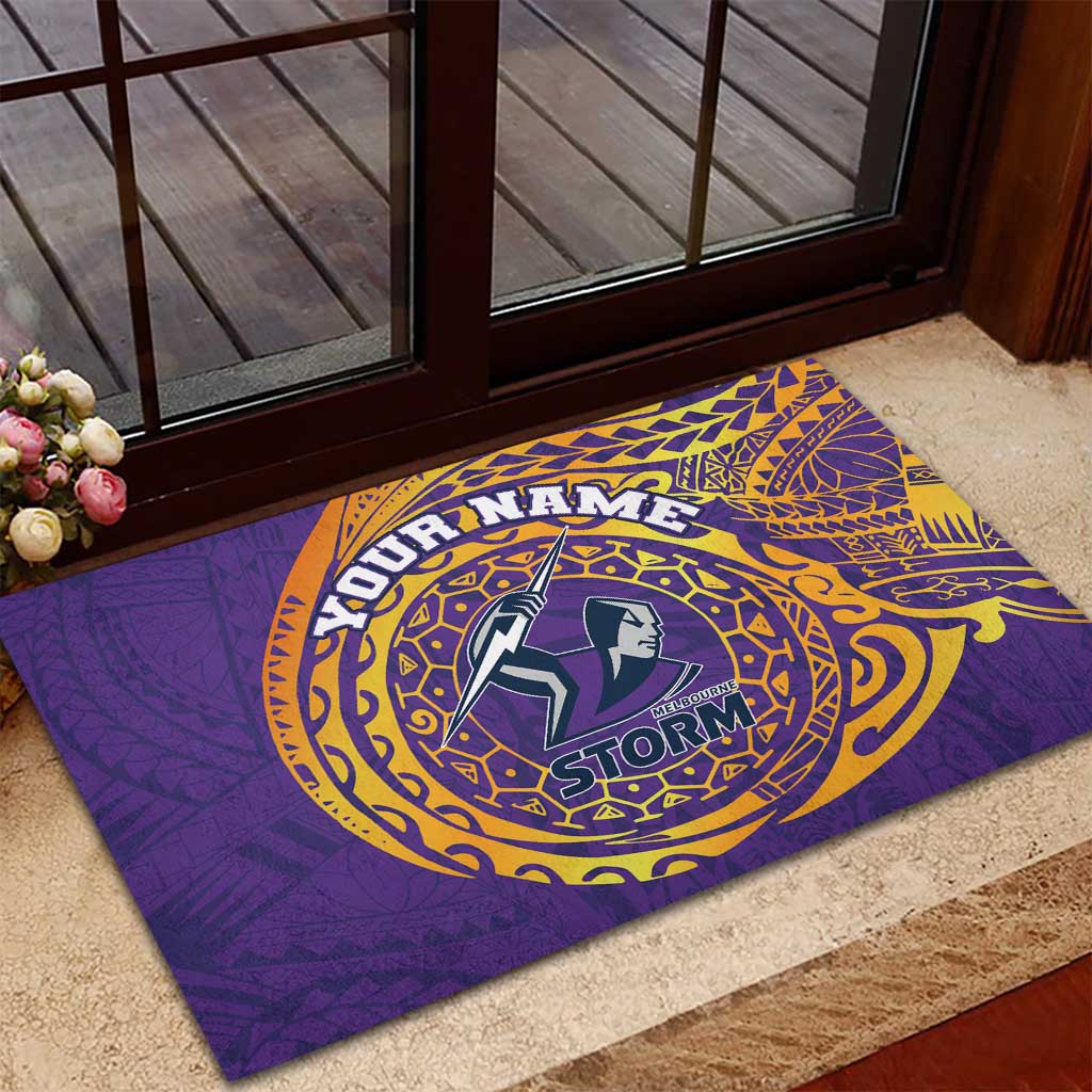 Personalized Melbourne Storm Rubber Doormat Polynesian Tribal Chest and Sleeve Tattoo