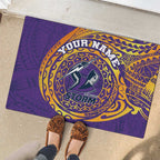 Personalized Melbourne Storm Rubber Doormat Polynesian Tribal Chest and Sleeve Tattoo