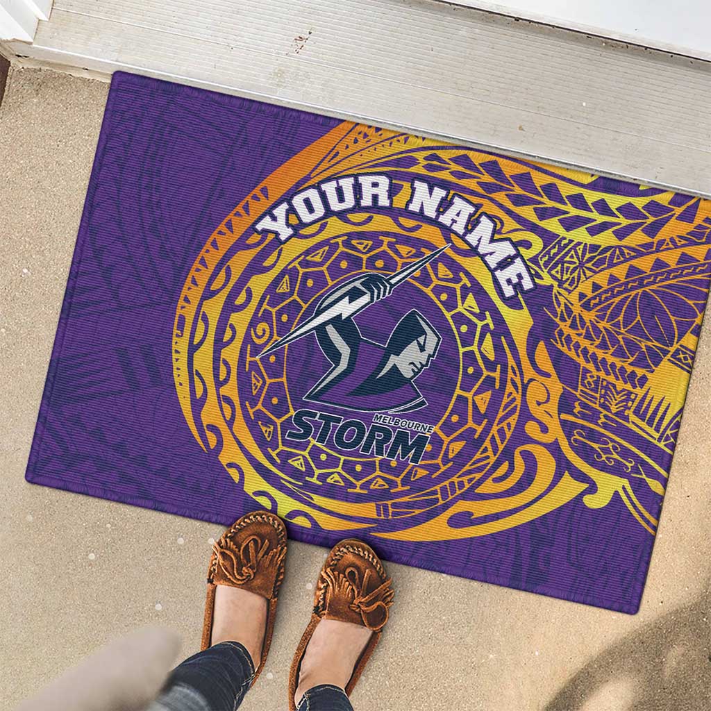 Personalized Melbourne Storm Rubber Doormat Polynesian Tribal Chest and Sleeve Tattoo
