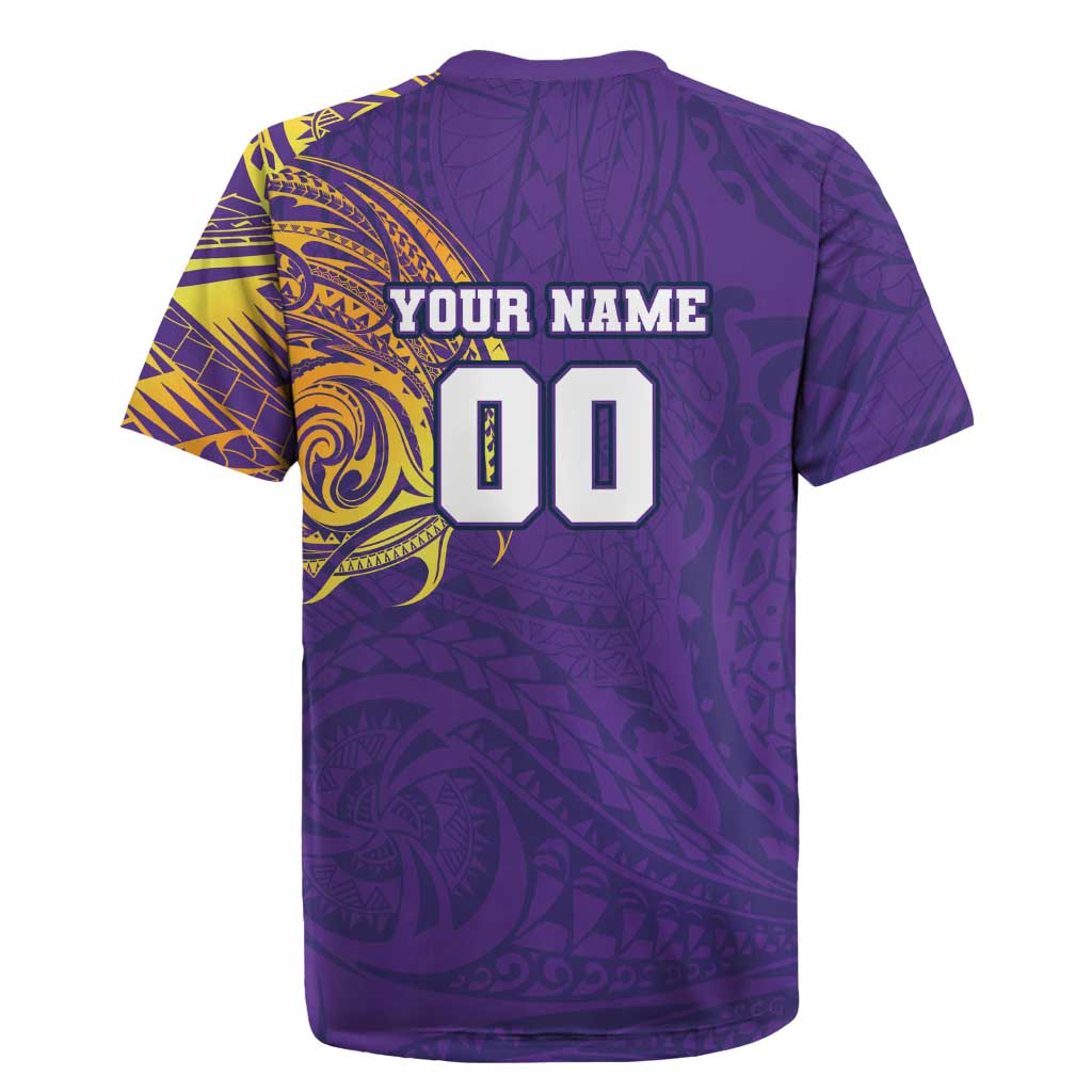 Personalized Melbourne Storm Rugby Jersey Polynesian Tribal Chest and Sleeve Tattoo