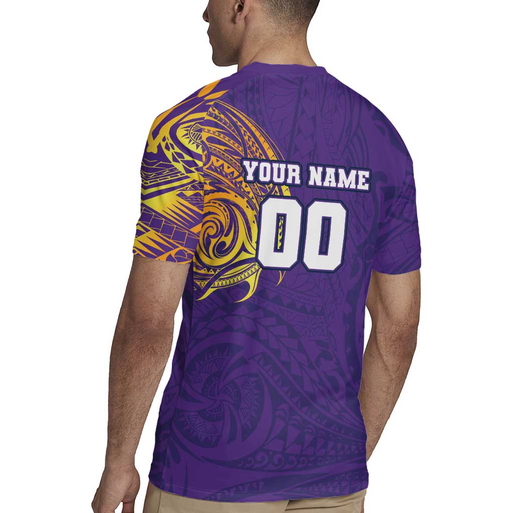 Personalized Melbourne Storm Rugby Jersey Polynesian Tribal Chest and Sleeve Tattoo