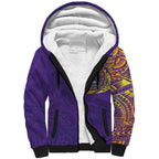 Personalized Melbourne Storm Sherpa Hoodie Polynesian Tribal Chest and Sleeve Tattoo
