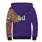 Personalized Melbourne Storm Sherpa Hoodie Polynesian Tribal Chest and Sleeve Tattoo