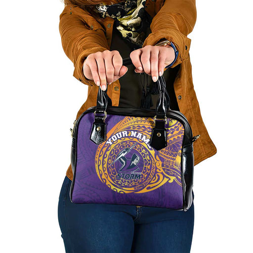 Personalized Melbourne Storm Shoulder Handbag Polynesian Tribal Chest and Sleeve Tattoo