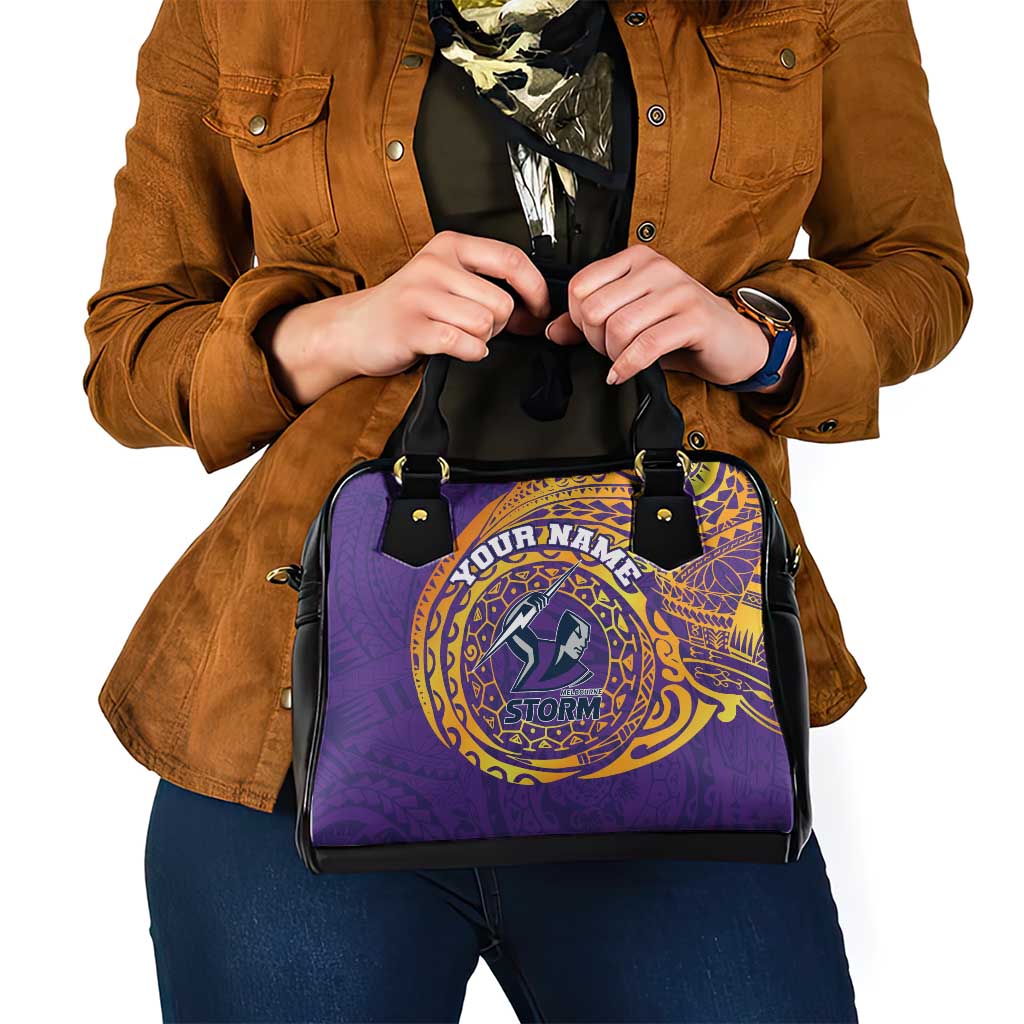 Personalized Melbourne Storm Shoulder Handbag Polynesian Tribal Chest and Sleeve Tattoo