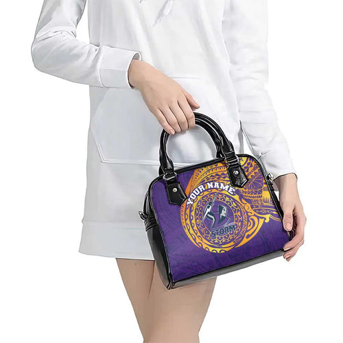 Personalized Melbourne Storm Shoulder Handbag Polynesian Tribal Chest and Sleeve Tattoo