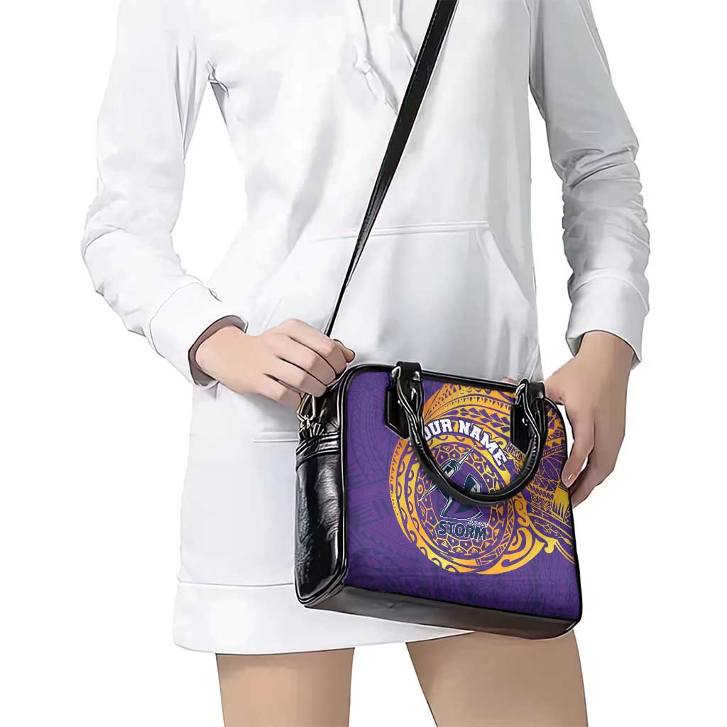 Personalized Melbourne Storm Shoulder Handbag Polynesian Tribal Chest and Sleeve Tattoo