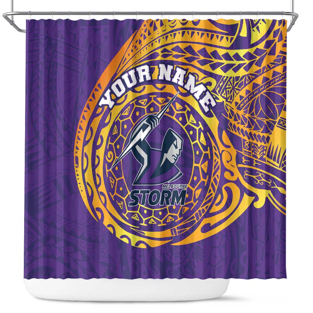 Personalized Melbourne Storm Shower Curtain Polynesian Tribal Chest and Sleeve Tattoo
