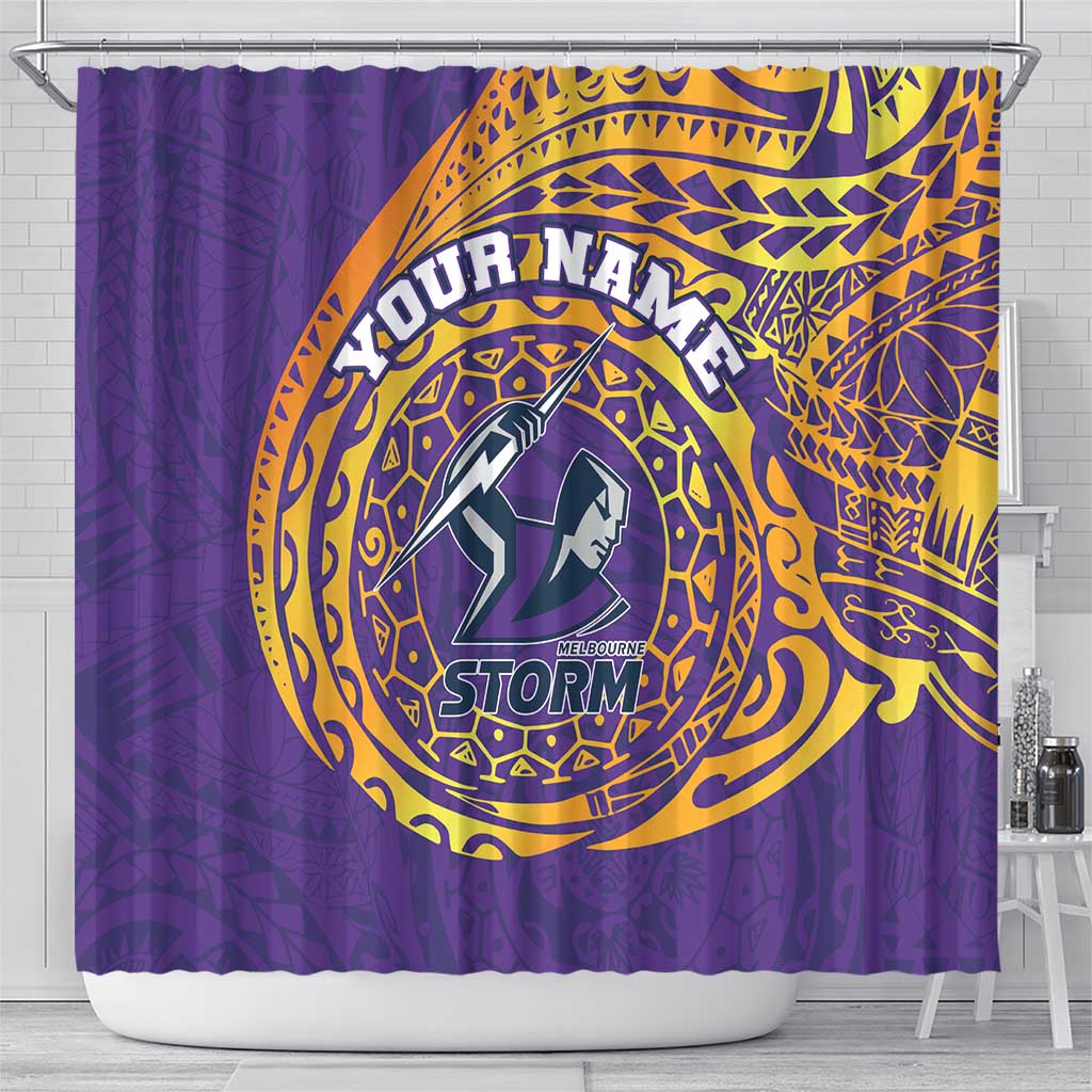 Personalized Melbourne Storm Shower Curtain Polynesian Tribal Chest and Sleeve Tattoo
