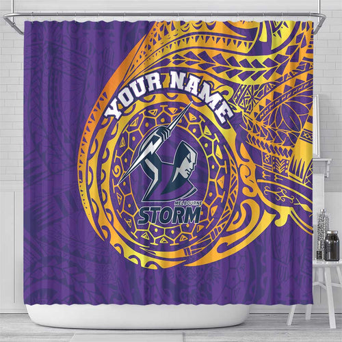 Personalized Melbourne Storm Shower Curtain Polynesian Tribal Chest and Sleeve Tattoo