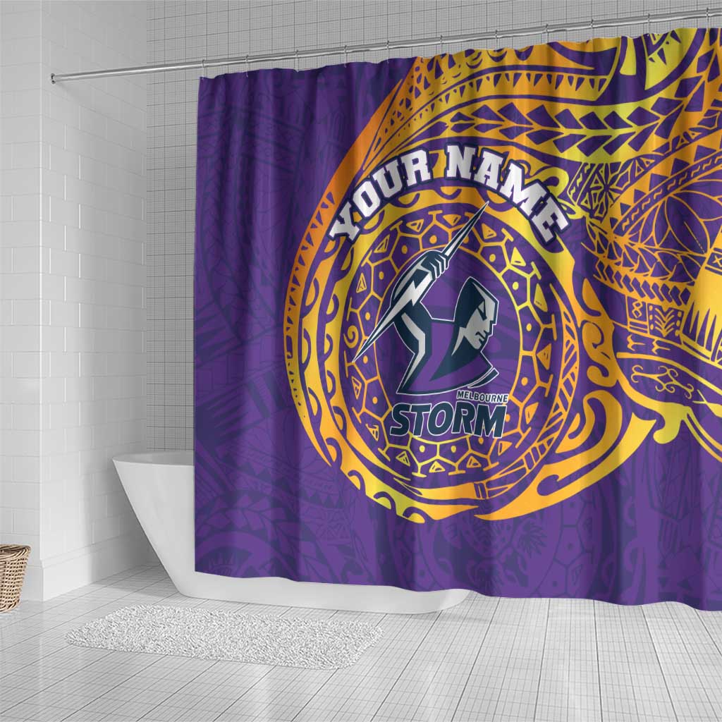 Personalized Melbourne Storm Shower Curtain Polynesian Tribal Chest and Sleeve Tattoo