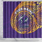Personalized Melbourne Storm Shower Curtain Polynesian Tribal Chest and Sleeve Tattoo