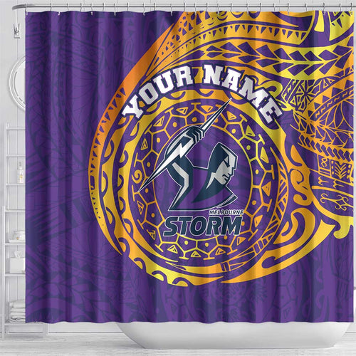 Personalized Melbourne Storm Shower Curtain Polynesian Tribal Chest and Sleeve Tattoo