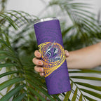 Personalized Melbourne Storm Skinny Tumbler Polynesian Tribal Chest and Sleeve Tattoo