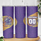 Personalized Melbourne Storm Skinny Tumbler Polynesian Tribal Chest and Sleeve Tattoo