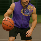 Personalized Melbourne Storm Sleeveless Zip Hoodie Polynesian Tribal Chest and Sleeve Tattoo