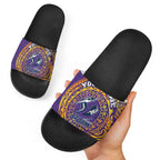 Personalized Melbourne Storm Slide Sandals Polynesian Tribal Chest and Sleeve Tattoo