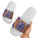 Personalized Melbourne Storm Slide Sandals Polynesian Tribal Chest and Sleeve Tattoo