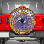 Personalized Melbourne Storm Spare Tire Cover Polynesian Tribal Chest and Sleeve Tattoo