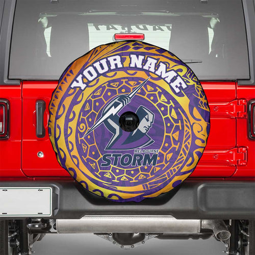 Personalized Melbourne Storm Spare Tire Cover Polynesian Tribal Chest and Sleeve Tattoo