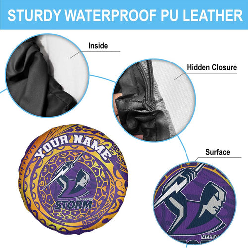 Personalized Melbourne Storm Spare Tire Cover Polynesian Tribal Chest and Sleeve Tattoo