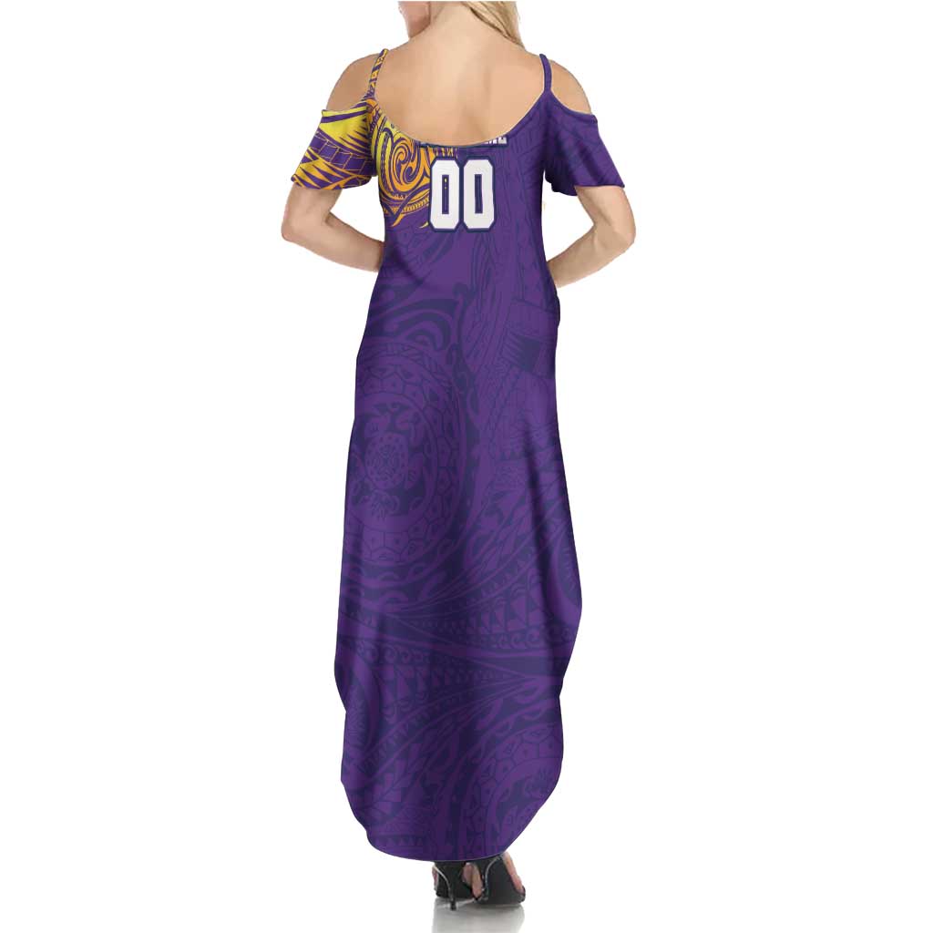 Personalized Melbourne Storm Summer Maxi Dress Polynesian Tribal Chest and Sleeve Tattoo