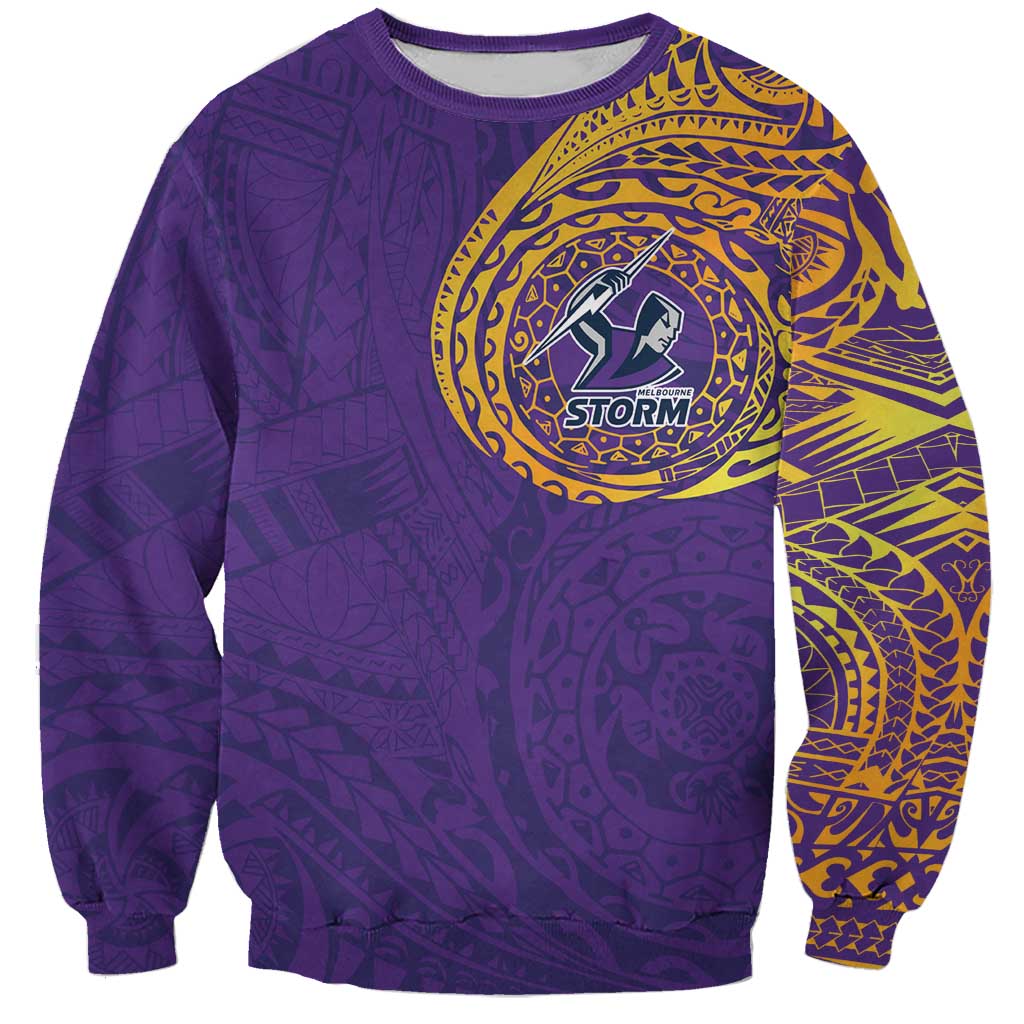 Personalized Melbourne Storm Sweatshirt Polynesian Tribal Chest and Sleeve Tattoo