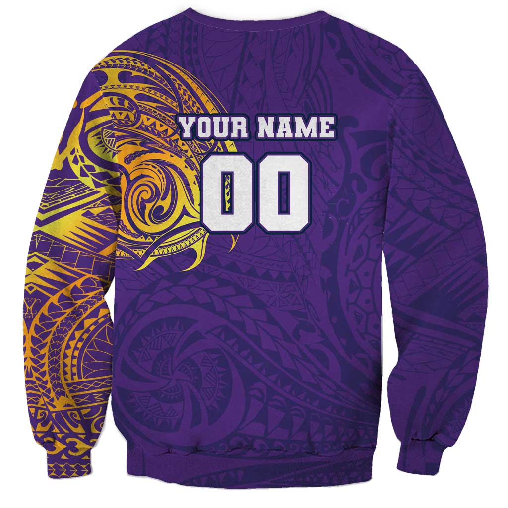 Personalized Melbourne Storm Sweatshirt Polynesian Tribal Chest and Sleeve Tattoo