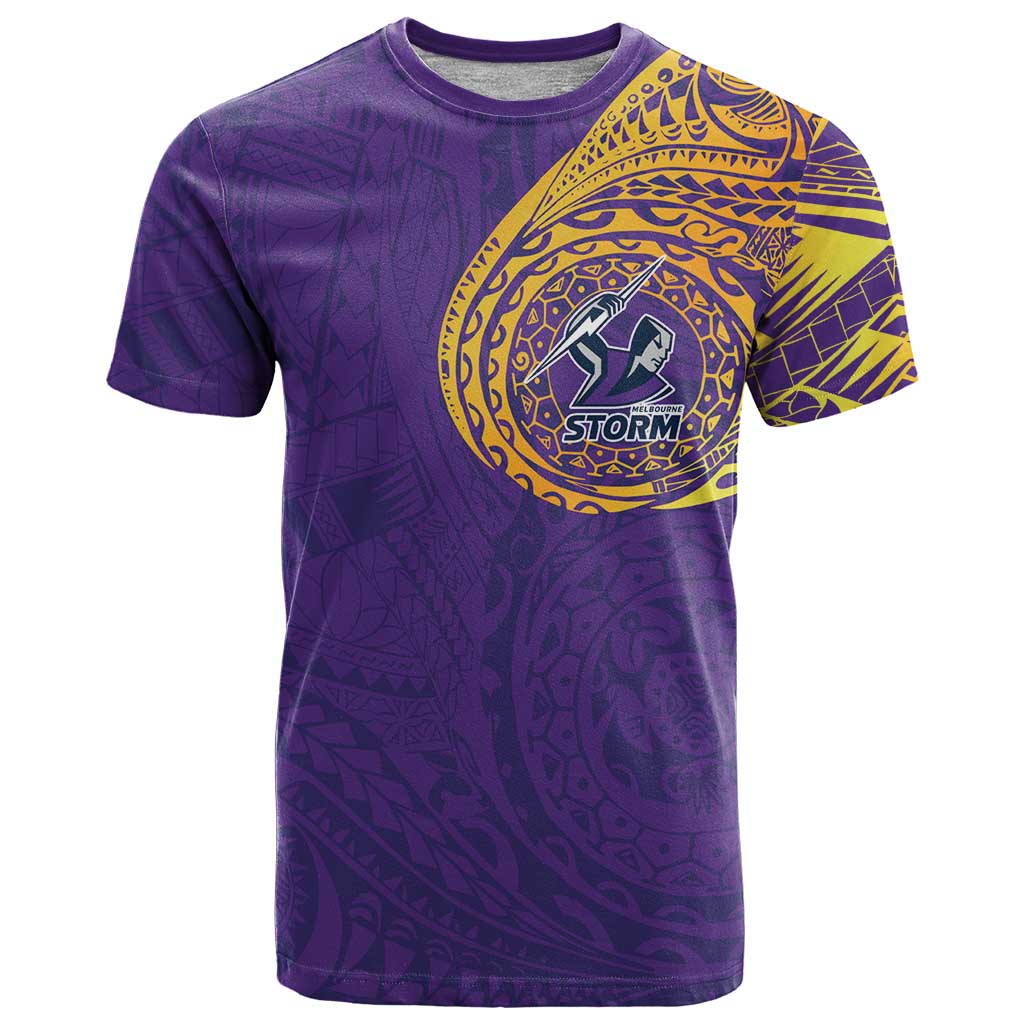 Personalized Melbourne Storm T Shirt Polynesian Tribal Chest and Sleeve Tattoo