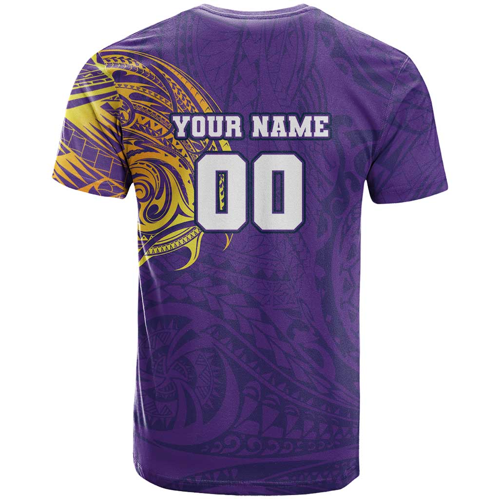 Personalized Melbourne Storm T Shirt Polynesian Tribal Chest and Sleeve Tattoo