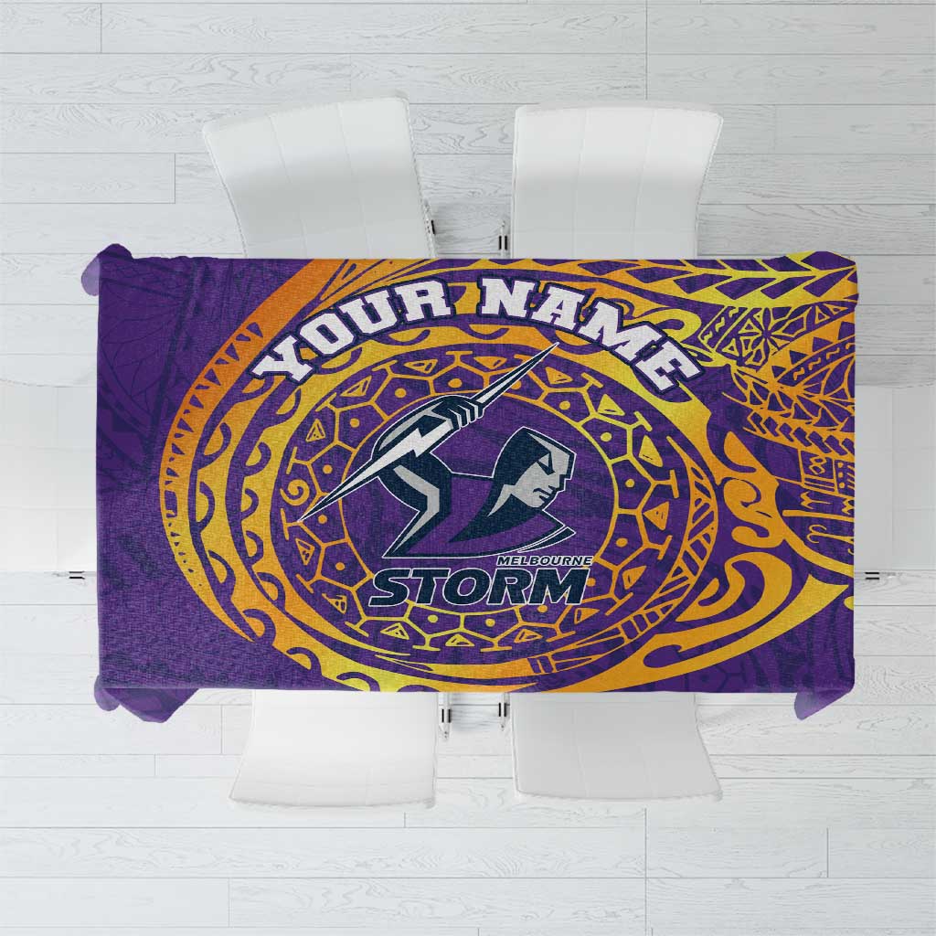 Personalized Melbourne Storm Tablecloth Polynesian Tribal Chest and Sleeve Tattoo
