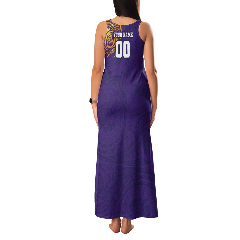Personalized Melbourne Storm Tank Maxi Dress Polynesian Tribal Chest and Sleeve Tattoo