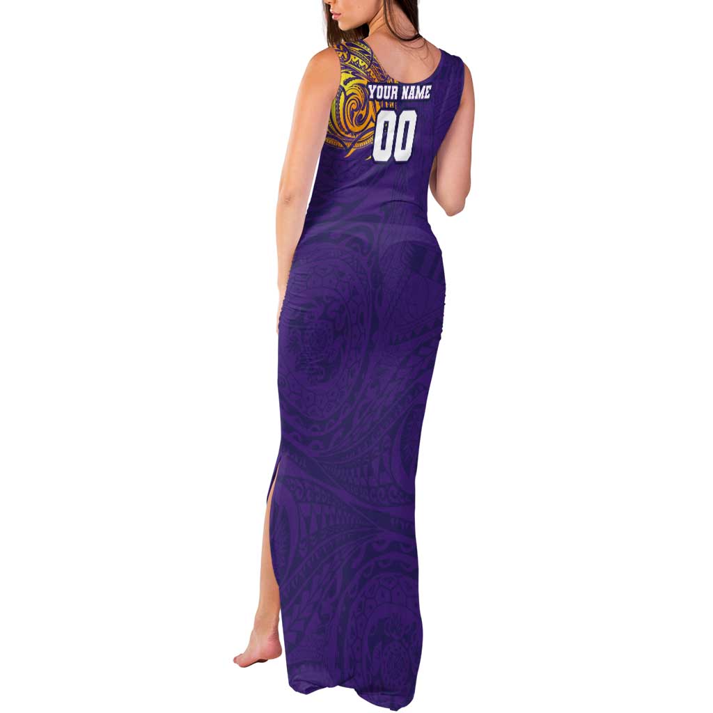 Personalized Melbourne Storm Tank Maxi Dress Polynesian Tribal Chest and Sleeve Tattoo