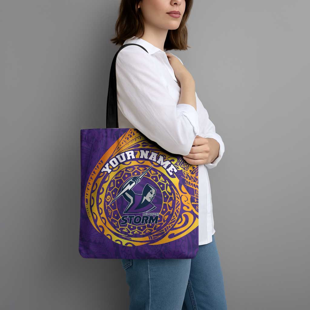 Personalized Melbourne Storm Tote Bag Polynesian Tribal Chest and Sleeve Tattoo