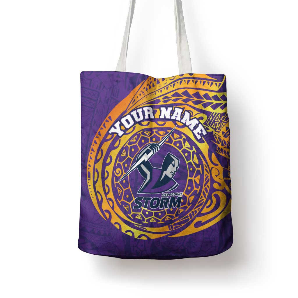 Personalized Melbourne Storm Tote Bag Polynesian Tribal Chest and Sleeve Tattoo