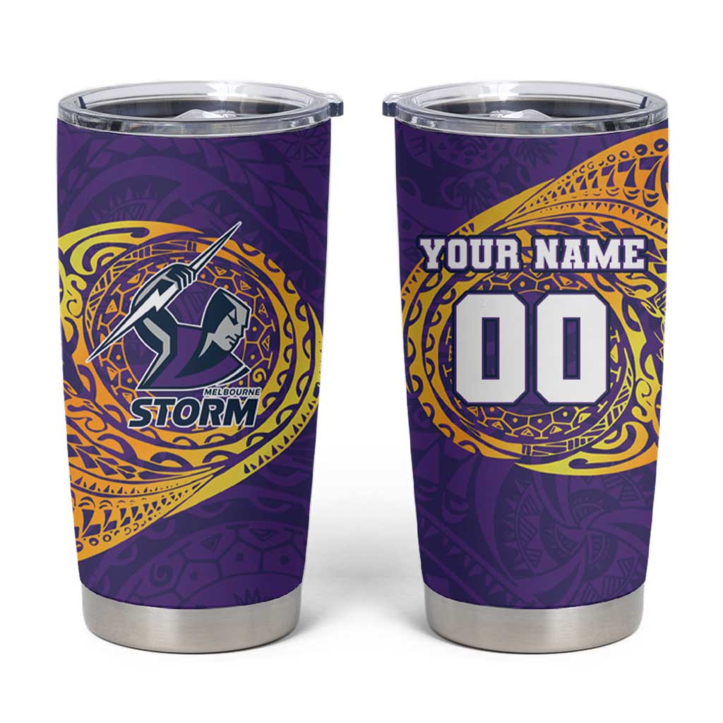 Personalized Melbourne Storm Tumbler Cup Polynesian Tribal Chest and Sleeve Tattoo