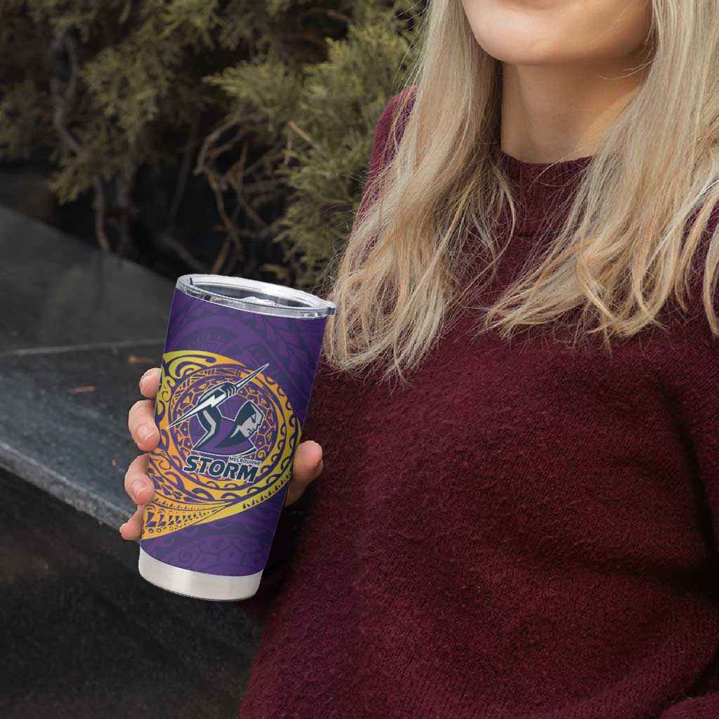 Personalized Melbourne Storm Tumbler Cup Polynesian Tribal Chest and Sleeve Tattoo