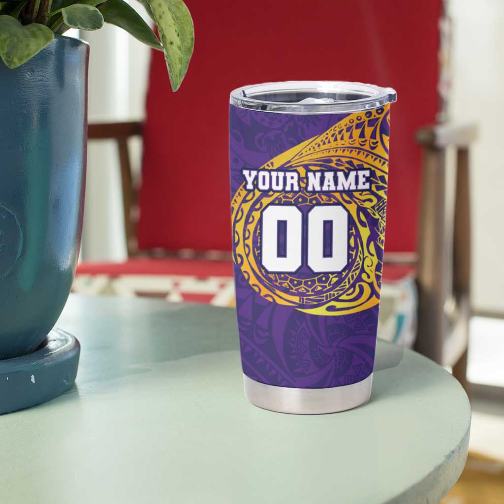 Personalized Melbourne Storm Tumbler Cup Polynesian Tribal Chest and Sleeve Tattoo