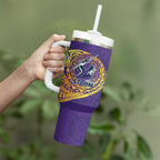 Personalized Melbourne Storm Tumbler With Handle Polynesian Tribal Chest and Sleeve Tattoo