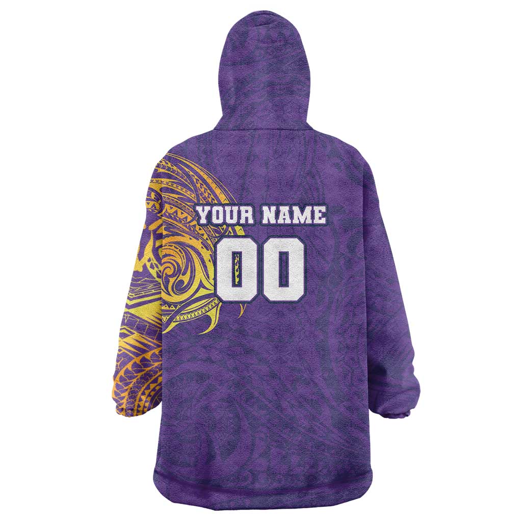 Personalized Melbourne Storm Wearable Blanket Hoodie Polynesian Tribal Chest and Sleeve Tattoo