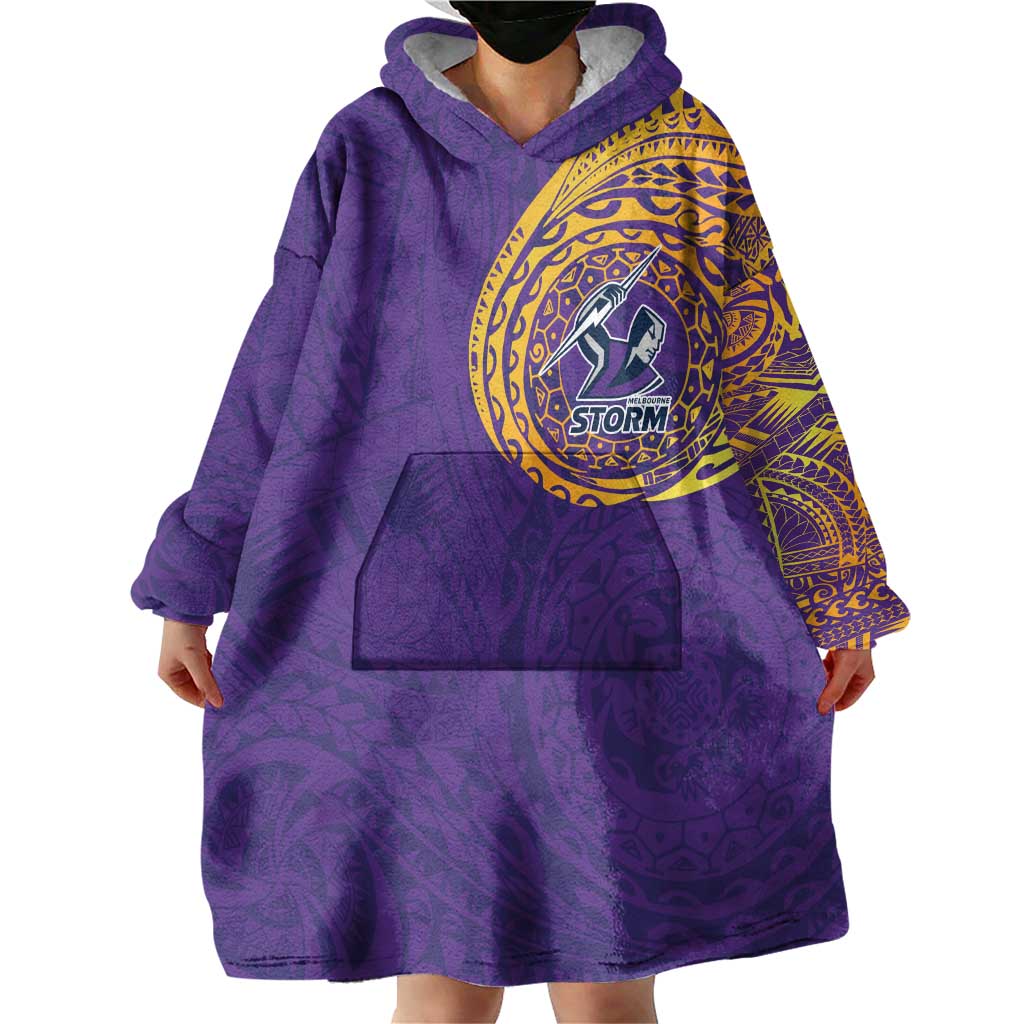 Personalized Melbourne Storm Wearable Blanket Hoodie Polynesian Tribal Chest and Sleeve Tattoo