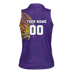 Personalized Melbourne Storm Women Sleeveless Polo Shirt Polynesian Tribal Chest and Sleeve Tattoo