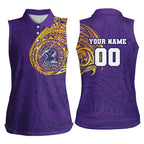Personalized Melbourne Storm Women Sleeveless Polo Shirt Polynesian Tribal Chest and Sleeve Tattoo