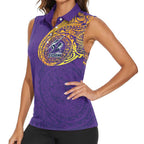 Personalized Melbourne Storm Women Sleeveless Polo Shirt Polynesian Tribal Chest and Sleeve Tattoo